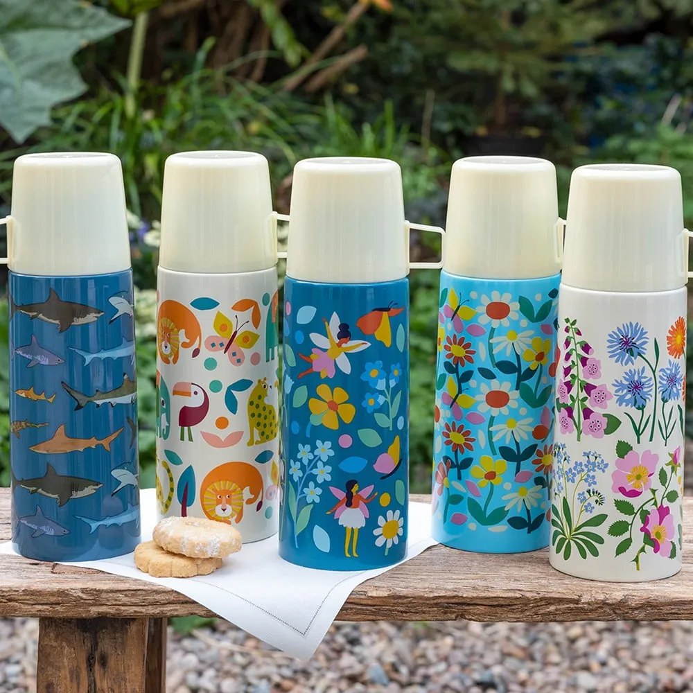 Termos albastru-crem pentru copii 350 ml Butterfly Garden – Rex London