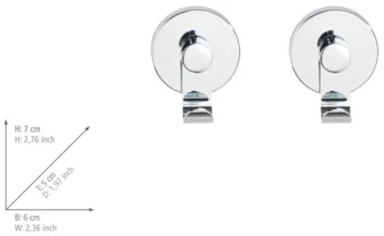 WENKO 24466100 - cârlig VACUUM-LOC, 6 x 7 cm, crom lucios