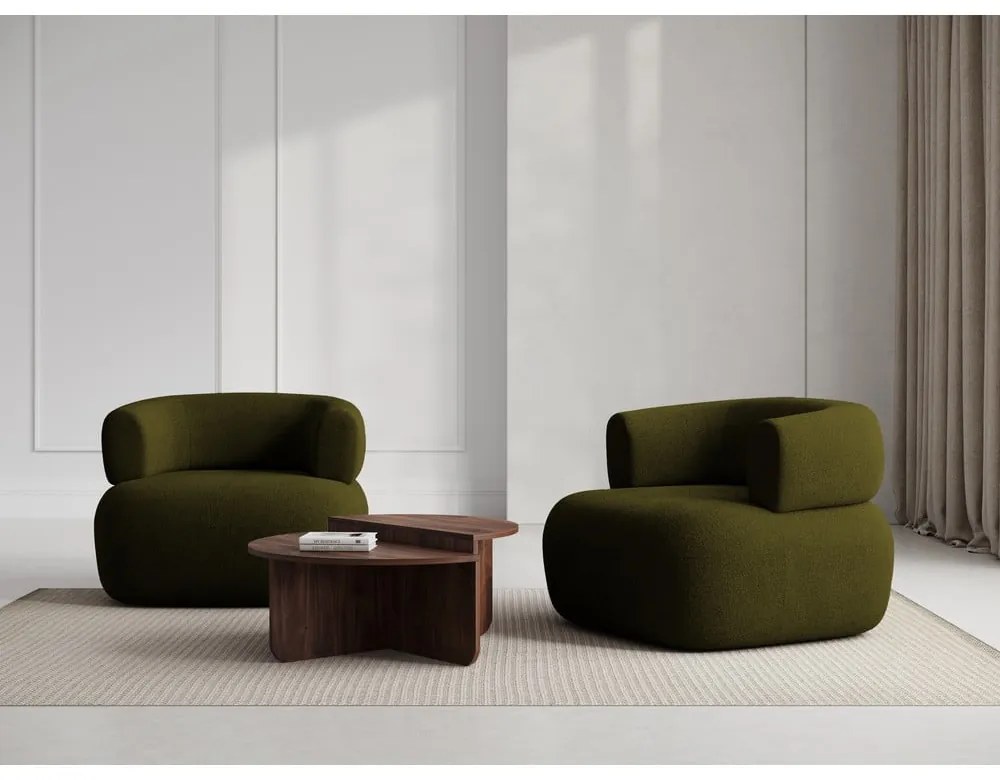 Fotoliu verde cu tapițerie din țesătură bouclé Jenny – Micadoni Home