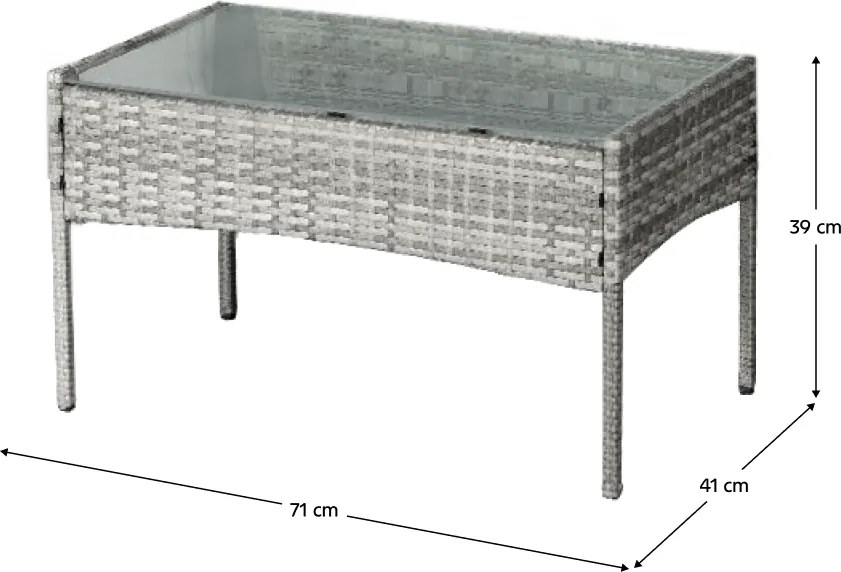 Set 4 piese din ratan, pentru grădină, gri, RATANA