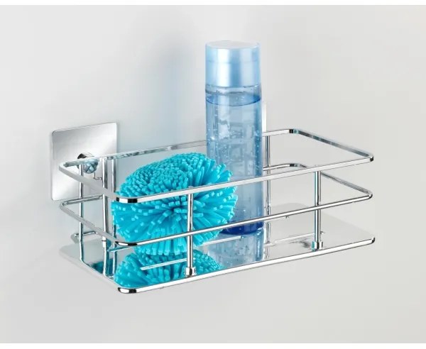 WENKO 23854800 - Poliță TURBO-LOC QUADRO ED., 24 x 14,5 cm, inox/crom lucios