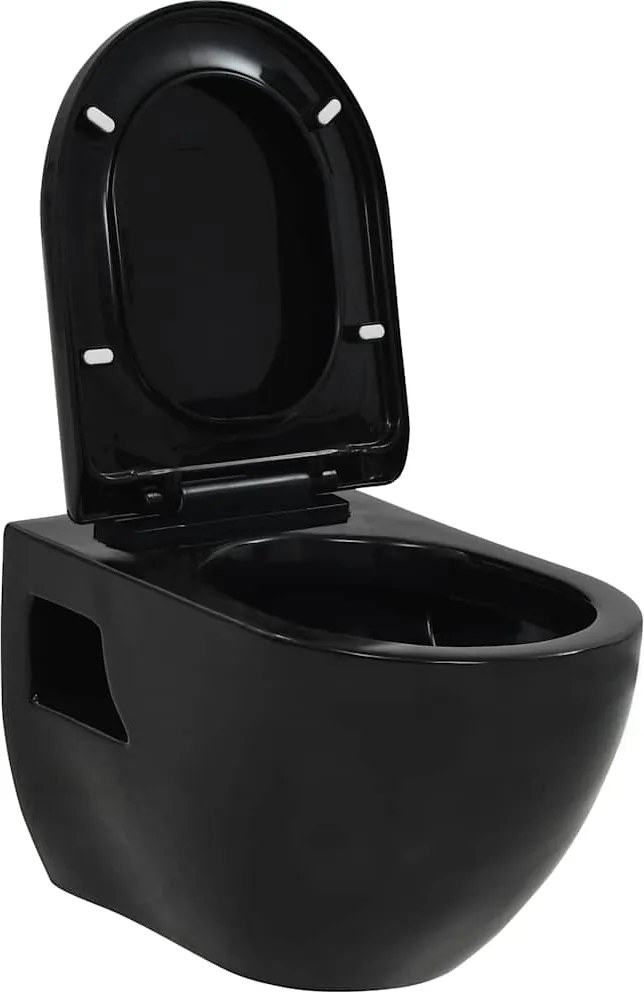 vidaXL Vas de toaletă cu montare pe perete, ceramică, negru