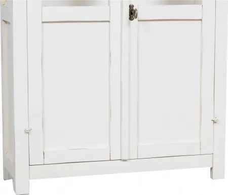 Vitrina mica, L68 25 H98 cm, alb antic, lemn masiv