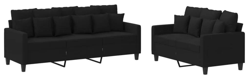 3201668 vidaXL Set de canapele cu perne, 2 piese, negru, textil