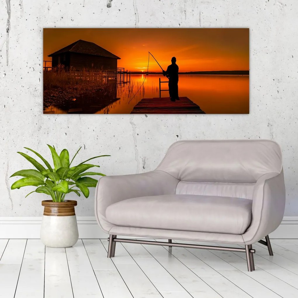 Tablou cu pescar (120x50 cm)