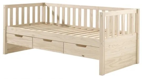Pat Cabină Fritz 90x200 cm cu Sertare, pentru Copii, Pin Lăptos – Vipack