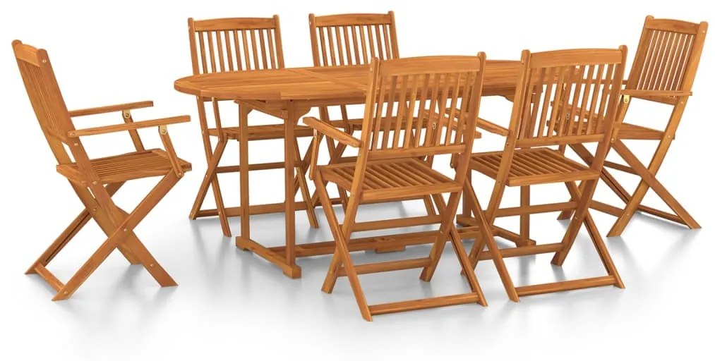 3086970 vidaXL Set mobilier de grădină 7 piese 180x90x75 cm, lemn masiv acacia