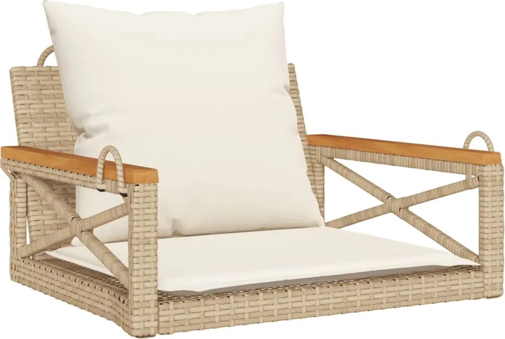 vidaXL Bancă de balansoar cu perne, bej, 63x62x40 cm, poliratan