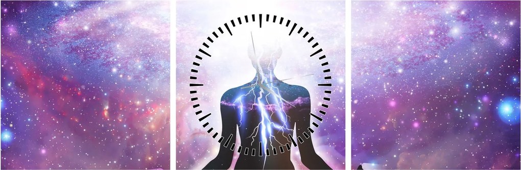 Tablou - Conexiune cu univers (cu ceas) (90x30 cm)