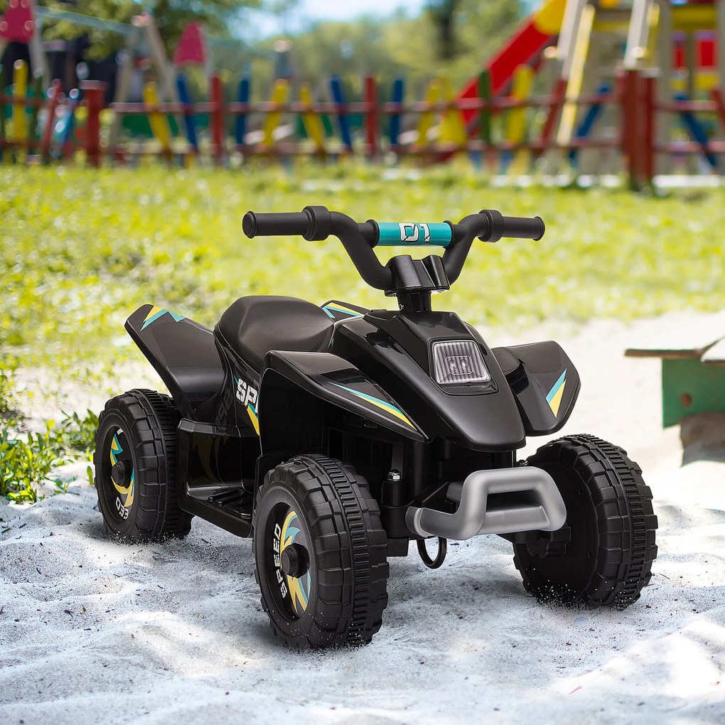 ATV Copii Electric cu Baterie Incarcabila HOMCOM, Viteza 2,8-4,6km/h, Varsta 18–48 Luni, Negru | Aosom Romania