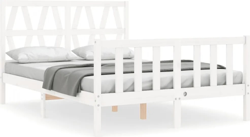 vidaXL Cadru de pat cu tăblie dublu mic, lemn masiv