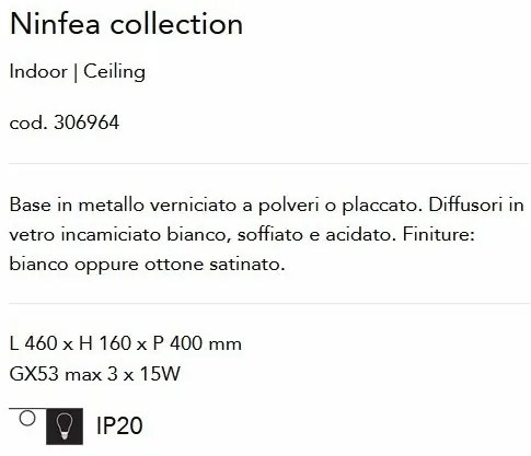 Plafoniera design modern Ninfea pl3 alba