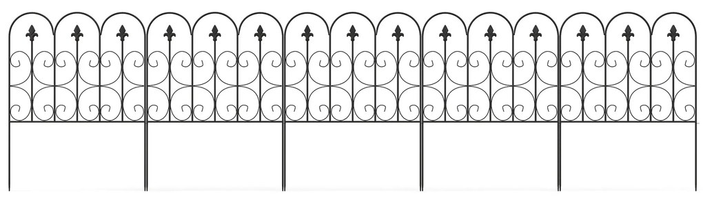 Outsunny Set de 5 garduri de grădină decorative din sârmă metalică antirugină pentru exterior, negru | Aosom Romania
