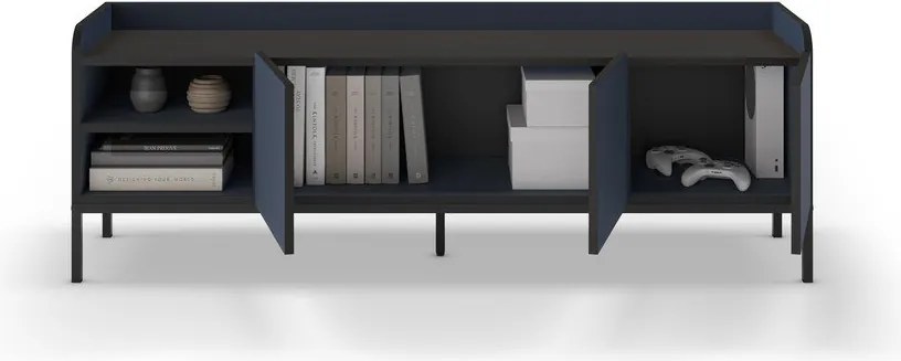 Comodă TV albastră 160x55x42 cm Adara – Marckeric