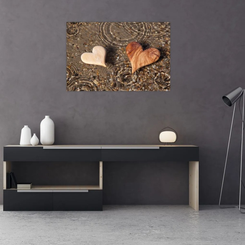 Tablou - Inimile din lemn (90x60 cm)