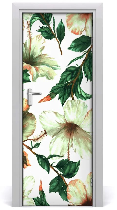 Autocolante pentru usi Furnir adeziv imagini de fundal ușă Hibiscus