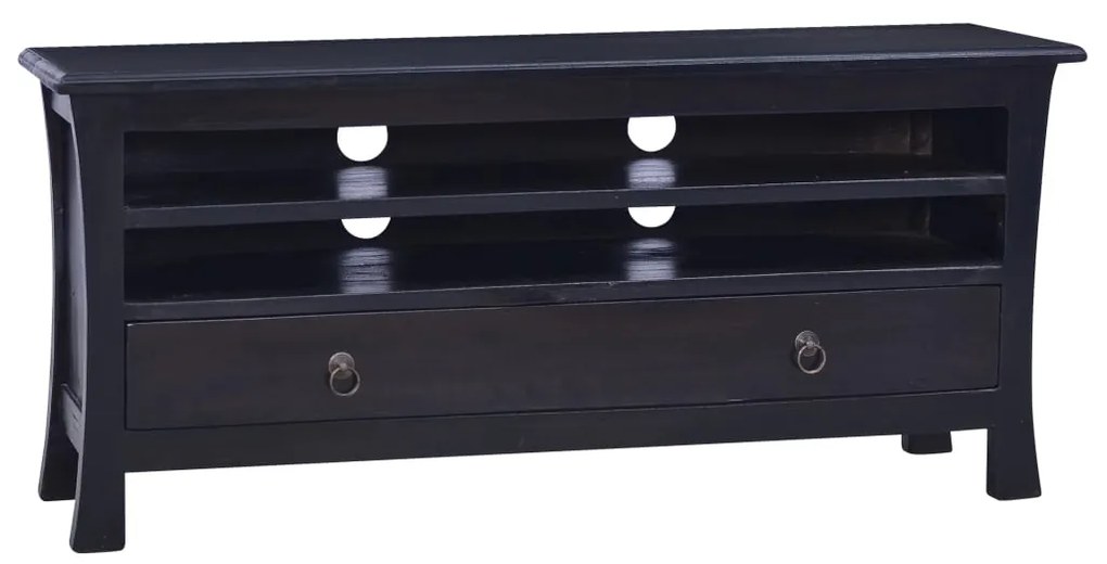 vidaXL Comodă TV, negru cafeniu deschis,100x30x45cm, lemn masiv mahon