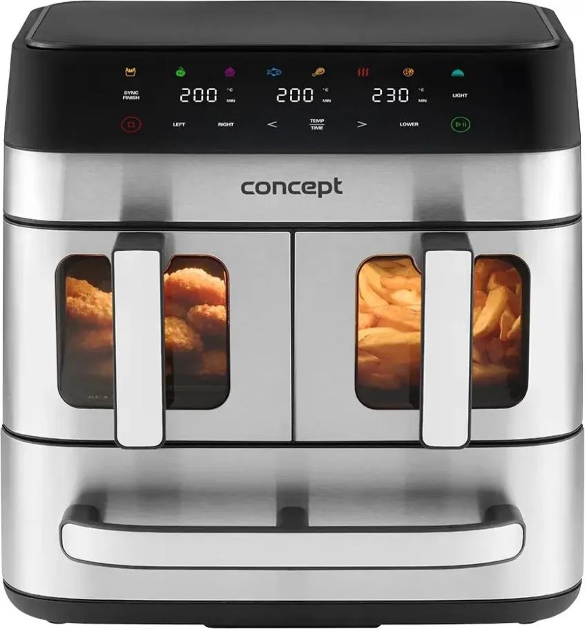 Concept FR9000 - Friteuză cu aer cald PIZZA TRIO 18,5 l 2700W/230V inox/negru