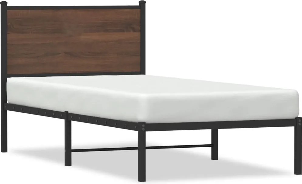 vidaXL Cadru pat metalic fără saltea, stejar maro, 75x190 cm