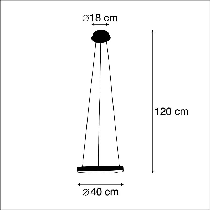 Lampă pendant de design neagră 40 cm inclusiv LED cu dimmer în 3 trepte - Anello