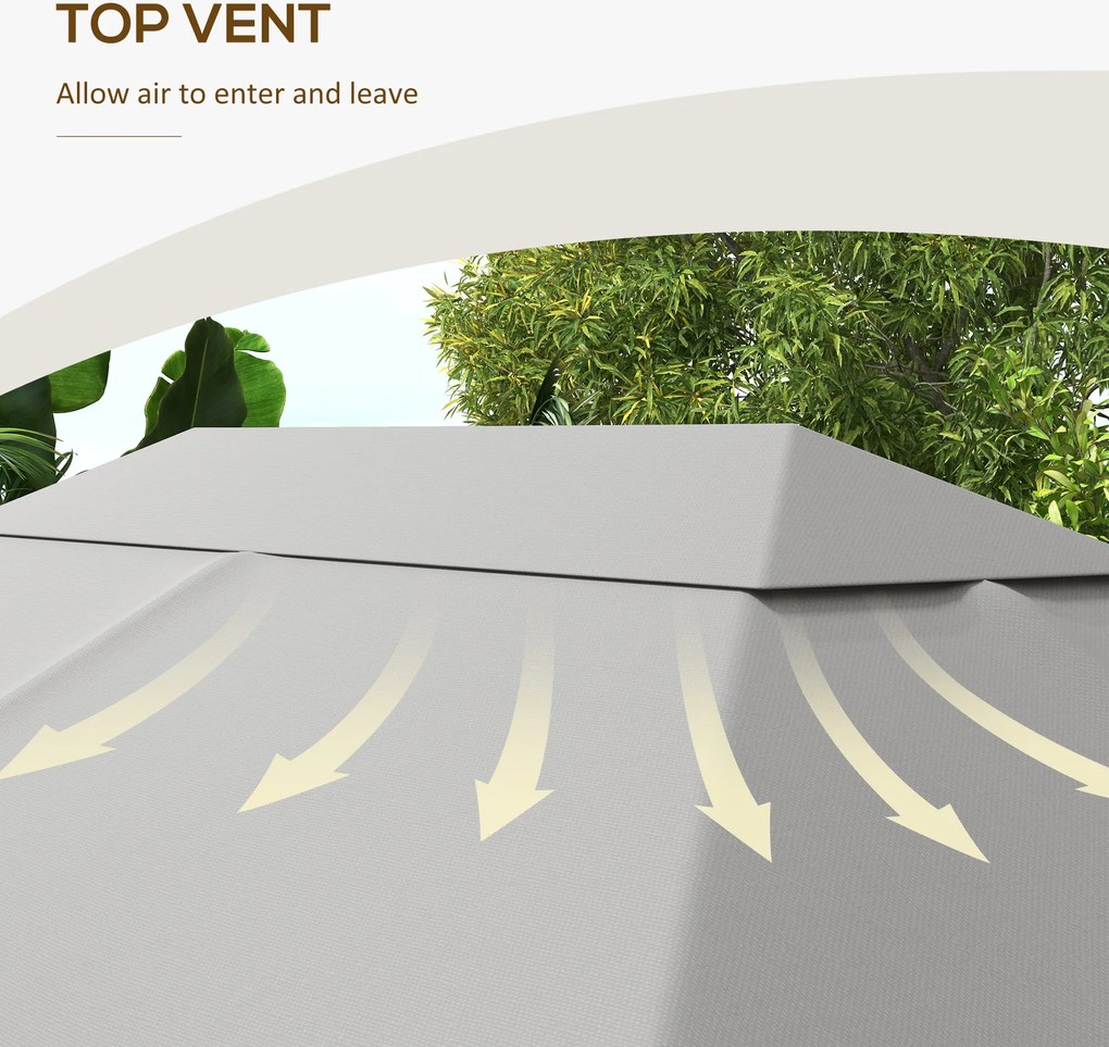 Outsunny Acoperiș de Schimb pentru Foișor, Rezistent la Intemperii, 397 x 297 cm, Gri Deschis | Aosom Romania