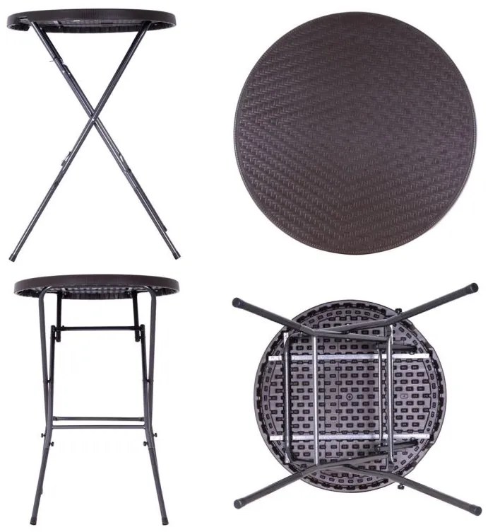 Masă de grădină rotundă-optică din ratan 110 cm- maro