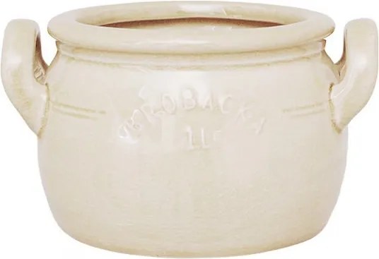 Ghiveci din ceramică glazurată manual 1L alb crem jos, „Brobacka"