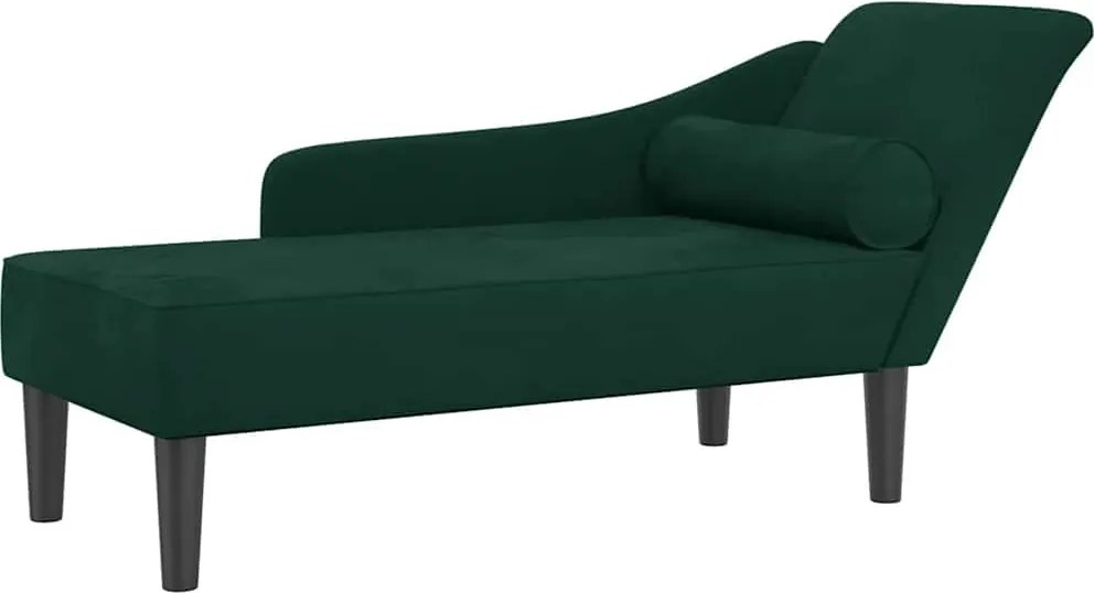vidaXL Fotoliu șezlong cu perne, verde închis, catifea