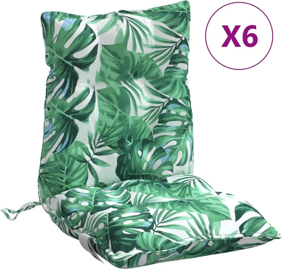 vidaXL Perne de scaun spătar jos, 6 buc., model frunze, textil oxford