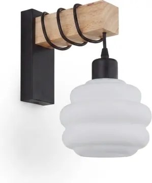 Brilagi - Aplica de perete WOOD GLASS 1xE27/60W/230V pin/negru/alb