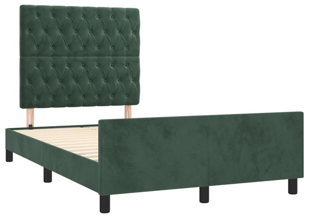 3270599 vidaXL Cadru de pat cu tăblie, verde închis, 120x190 cm, catifea