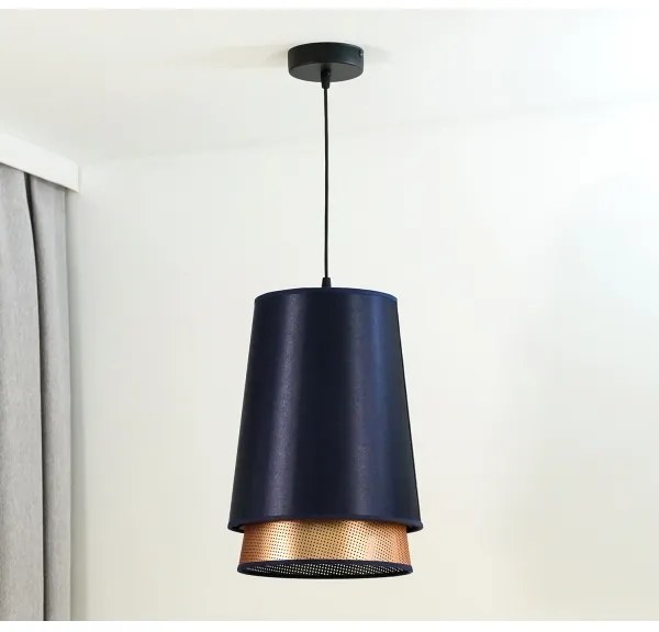 Lustră pe cablu BELL Duolla SHINY 1xE27/15W/230V d. 25 cm albastru/cupru