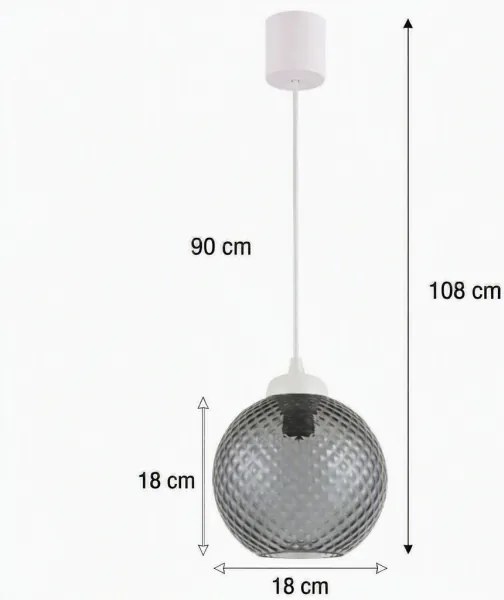 Brilagi - Lustru LED suspendat pe cablu RETRO GLASS 1x E27/60W/230V, Ø 18 cm, alb/gri fumuriu