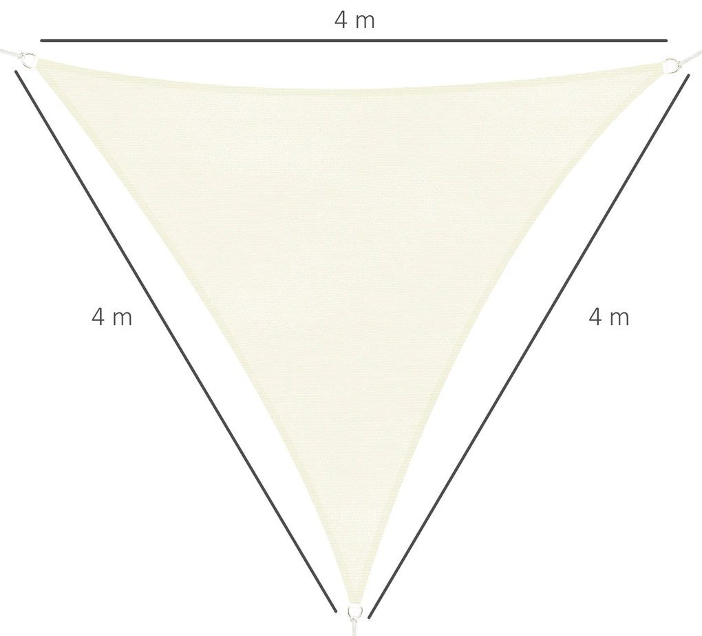 Outsunny Cort Parasolar Triunghiular Protecție UV, Perfect pentru Grădină, Terasă, Alb Crem, 4x4x4m | Aosom Romania