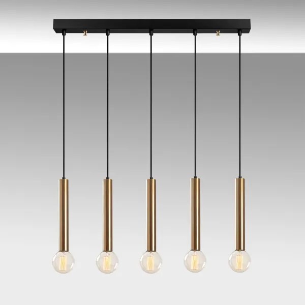 Lustră suspendată pe cablu TEMPO, 5 x E27, 40 W, 230 V, aurie