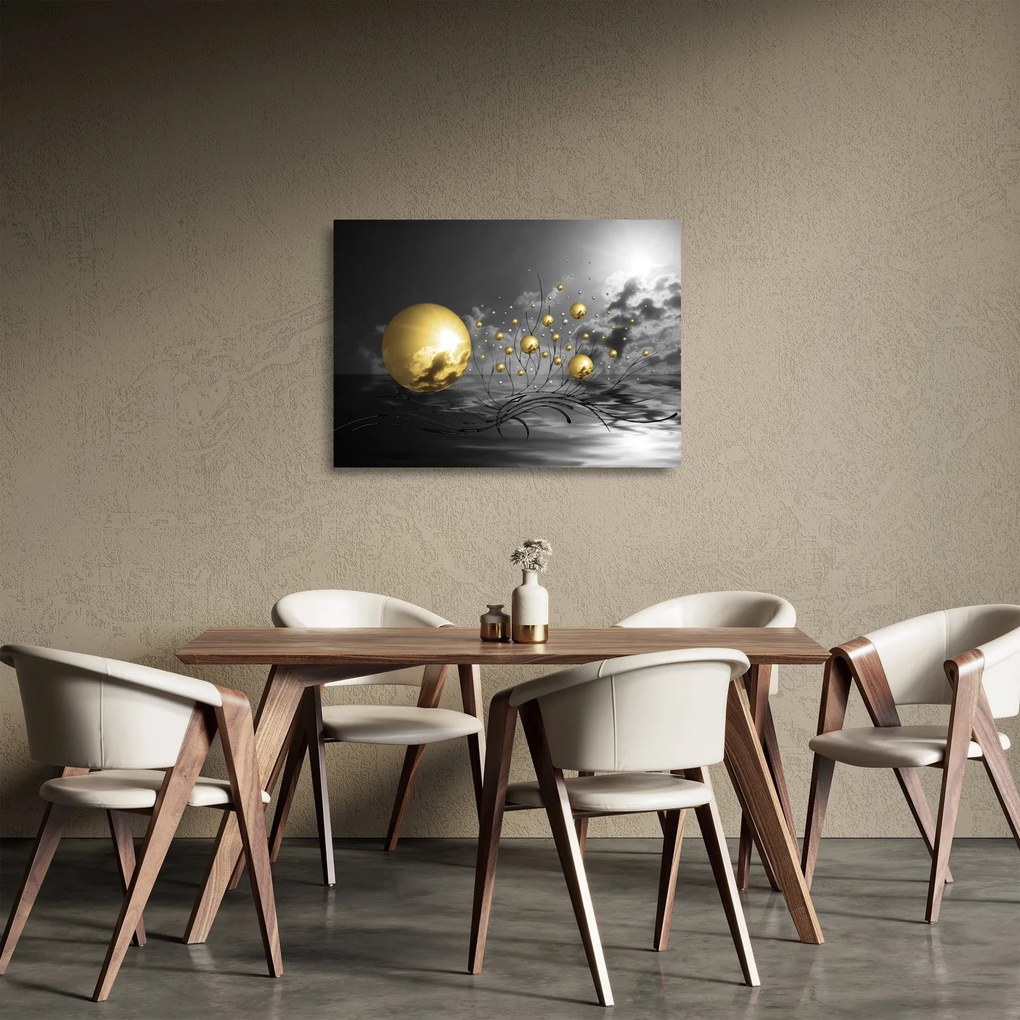 Tablou pe sticlă bilelor în ocru (70x50 cm)