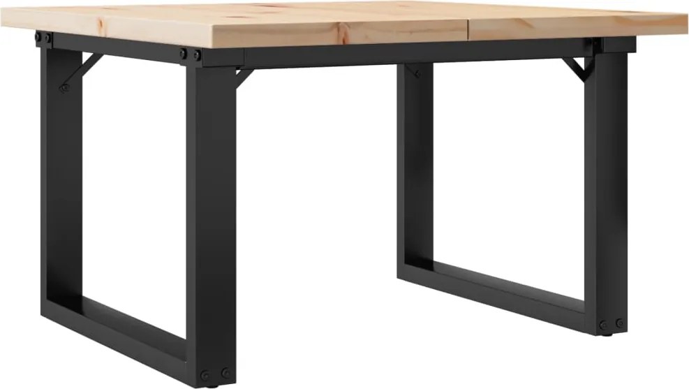vidaXL Masă de cafea, cadru O, 70x70x40,5 cm, lemn masiv pin și Oţel