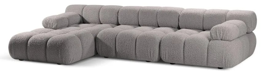 Colțar modular gri deschis cu tapițerie din țesătură bouclé (cu colț pe partea stângă ) Bellis – Micadoni Home