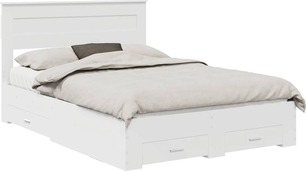 vidaXL Cadru de pat cu headboard Alb 140 x 190 cm Lemn compozit