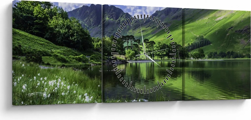 Tablou - Peisaj cu un lac (cu ceas) (90x30 cm)