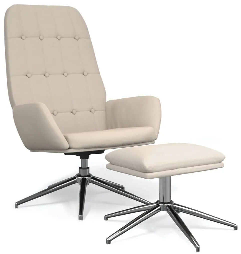 3097697 vidaXL Scaun de relaxare cu taburet, crem, țesătură microfibră