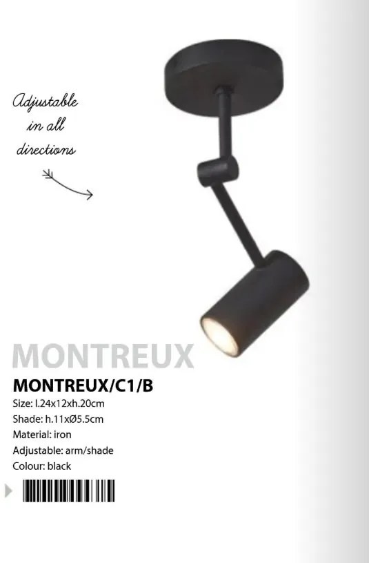 Plafoniera Spot cu brat reglabil Montreux negru