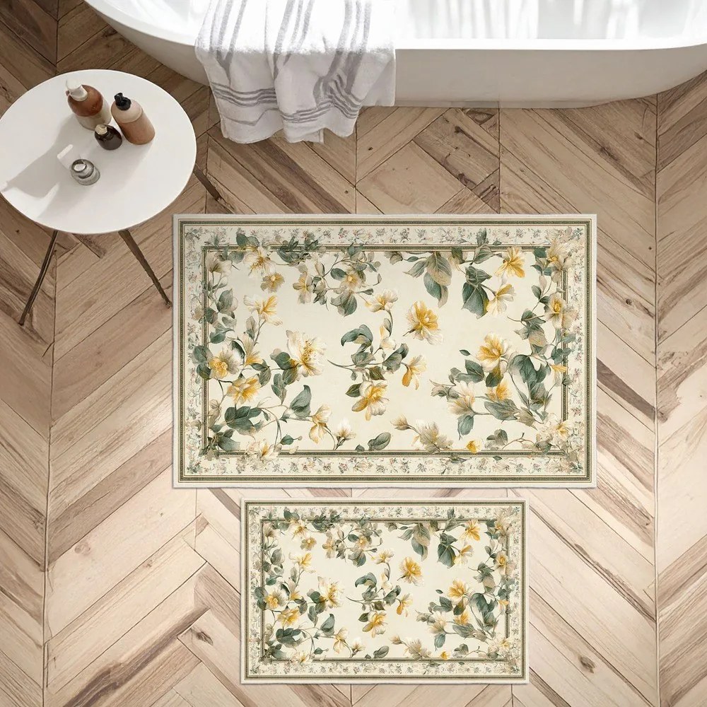 Covorașe de baie bej 2 buc. 60x100 cm – Foutastic