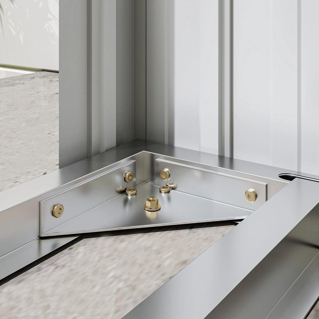 Outsunny Adăpost pentru Lemne din Oțel Exterior, Bază Ridicată și Acoperiș Înclinat, 213x66.5x150 cm, Gri Închis | Aosom Romania