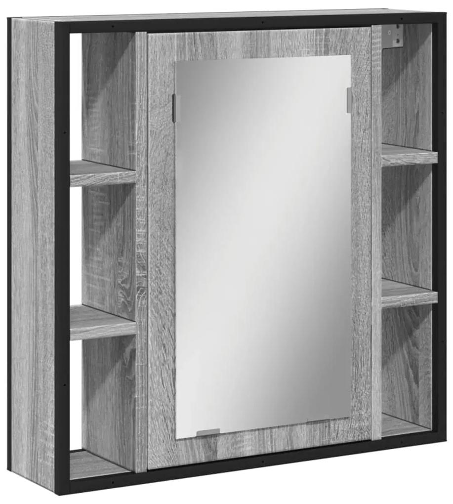 842429 vidaXL Dulap de baie cu oglindă gri sonoma 60x16x60 cm lemn compozit