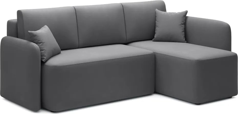 Colțar taupe extensibil/cu spațiu de depozitare cu tapițerie din catifea (cu colț pe partea dreaptă/cu șezlong) Hadson – ELTAP