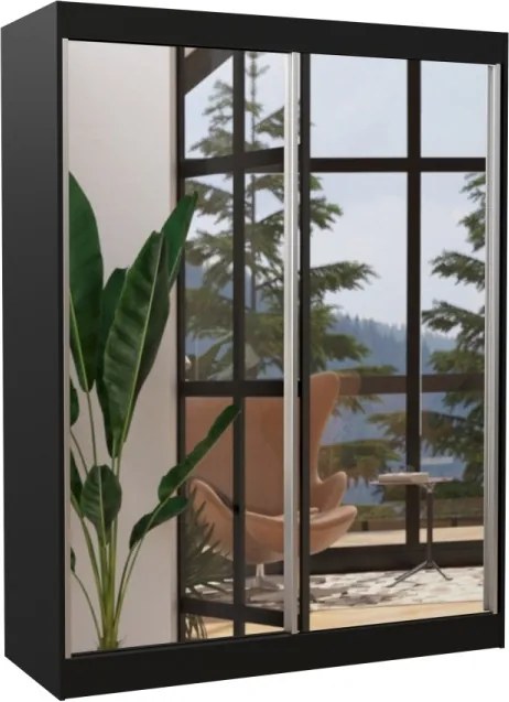 Dulap cu usi glisante si oglinda 150x200 cm, Florest, ADRK Furniture (Culoare: Alb)