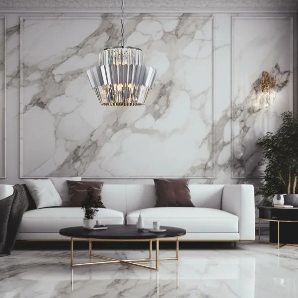 Lustră pe lanț DONNA 12xE14/40W/230V d. 55 cm crom mat