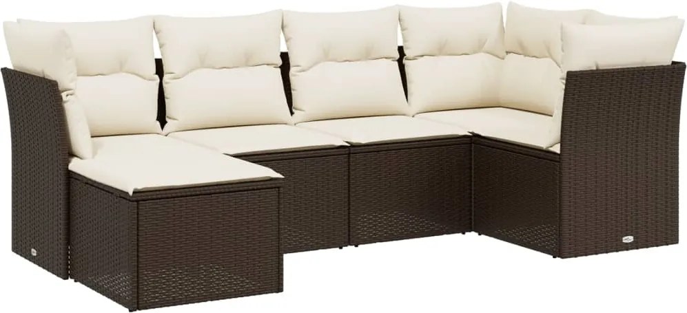 vidaXL Set canapele de grădină cu perne, 6 piese, maro, poliratan