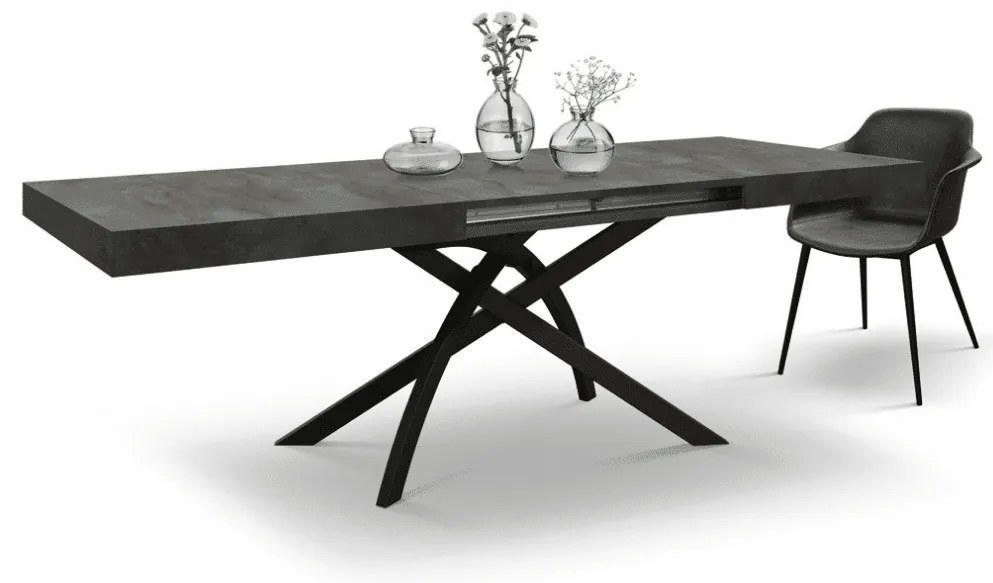 MASA CLEO EXTENSIBILA CU PICIOR METALIC - GRI CIMENT - 140 cm / 90 / h 77